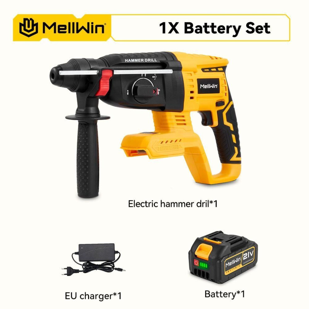 (1XBattery Set-A) 1680W 26MM Brushless Electric Hammer Drill Cordless Household Rotary Impact Hammer Power Tool For Makita 18V Battery