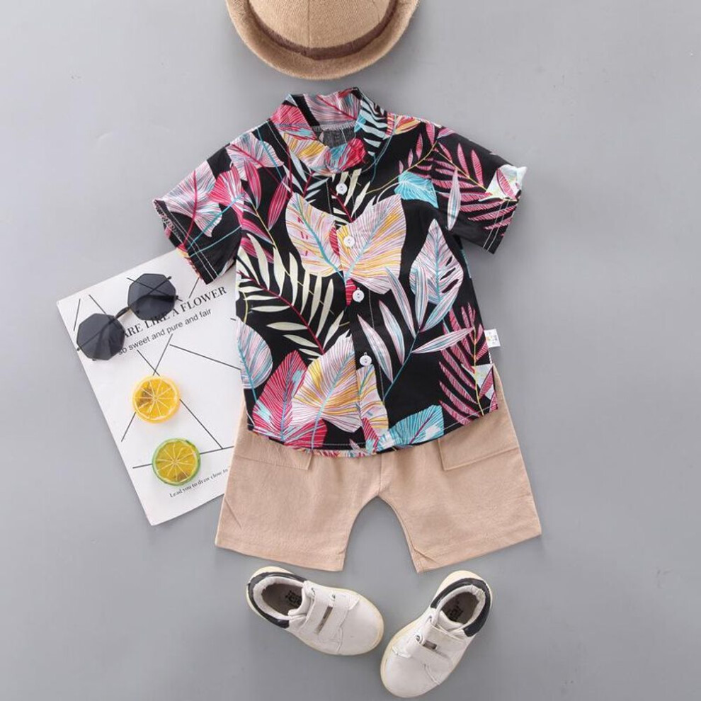 (black, 110cm) Southeast Asian Style Summer Boys' Short-Sleeved Suit (Ages 0-4)