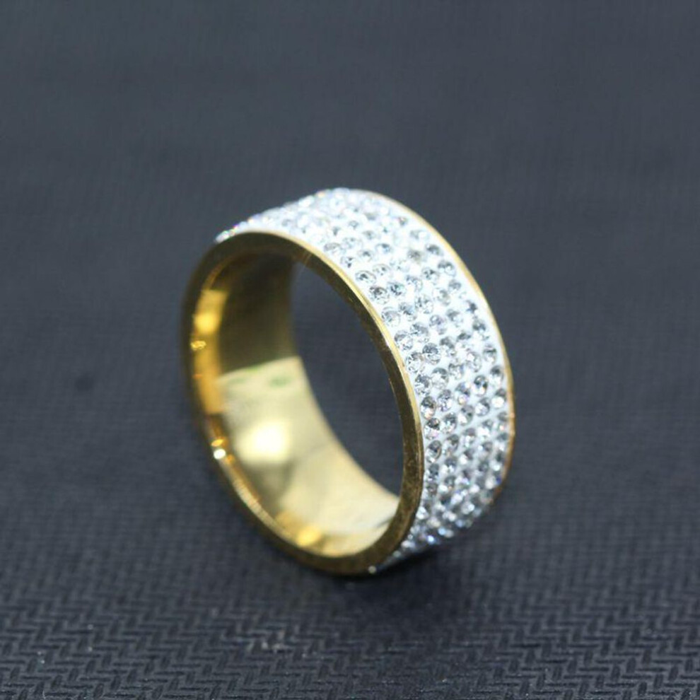 (gold, 11) 925 Silver Women Ring Round Inlaid White Zircon Ring For Women Men Engagement Wedding Jewelry Gift