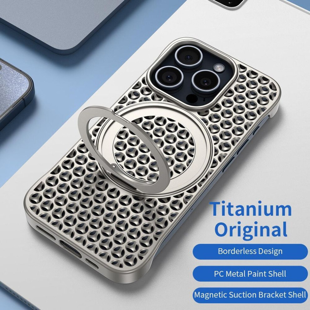 (grey, iPhone 15 Pro Max) Luxurious Honeycomb Heat Dissipation 360  Rotating Stand Phone Case For Iphone 16 15 14 13 Pro Max Nude Ultra-thin Phone C