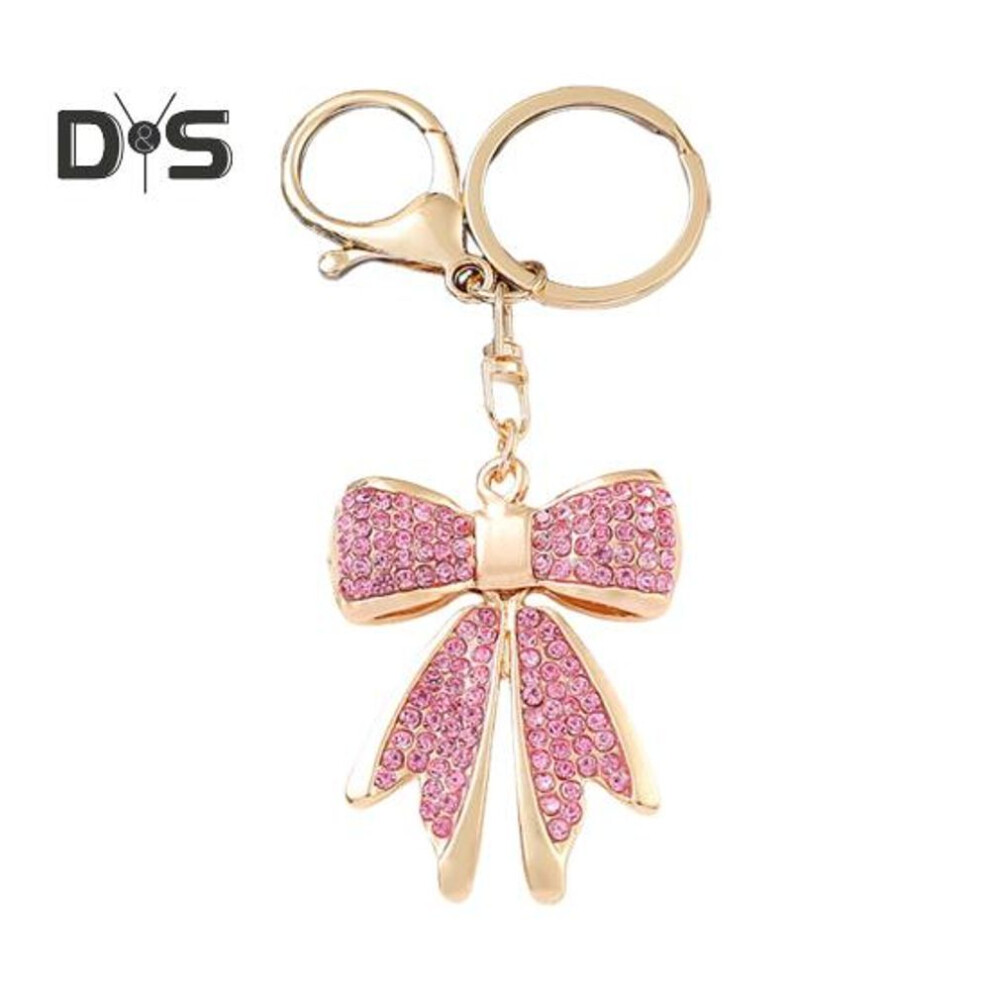 (Other) Women Rhinestone Bow Keychain Sparkling Bow Bag Charm Faux Crystal Key Chain Car Pendant Valentine Gift