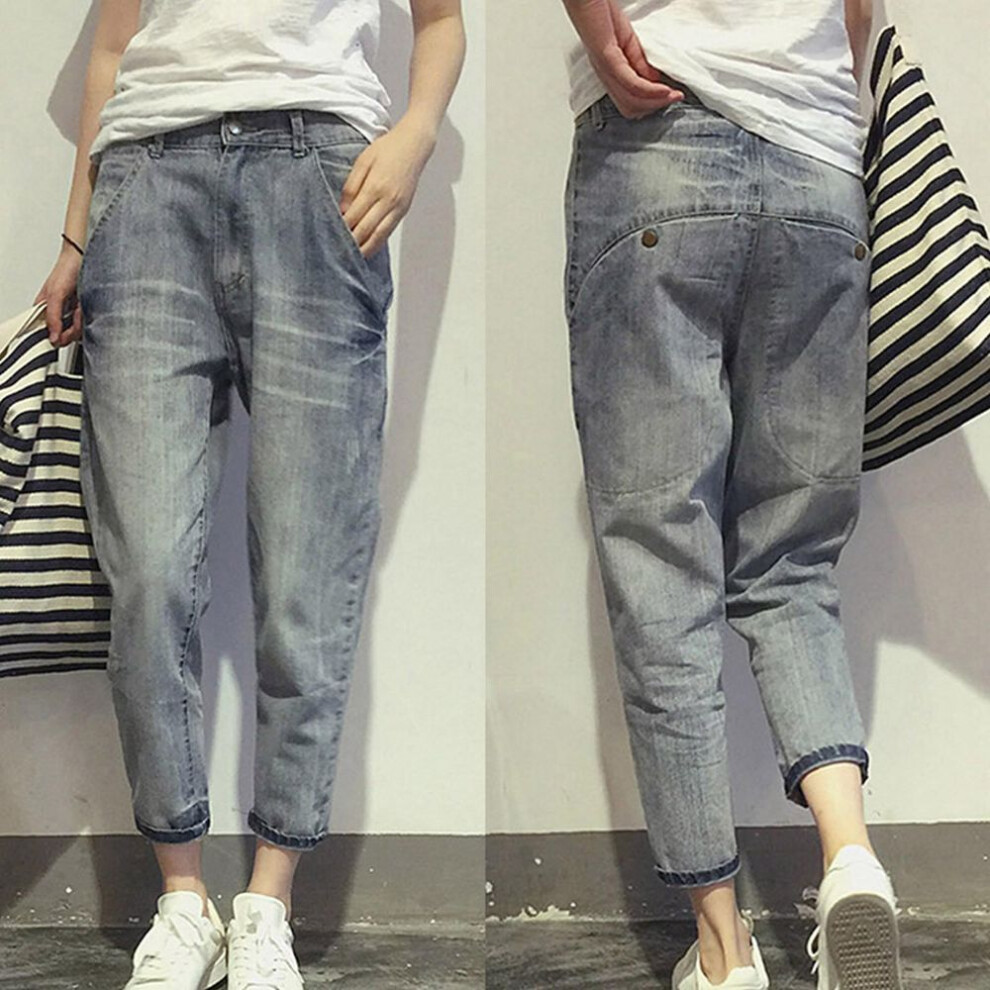 (as the picture, XXL) Women's Trousers Plus Size Stretch Jeans Loose Semi Elastic Pants