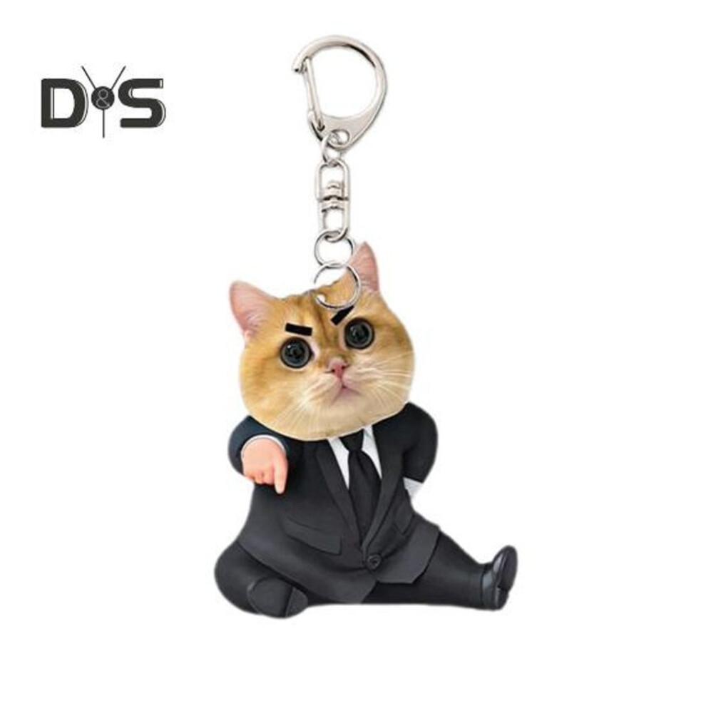 (Other, C) 1Pc/3Pcs Cat Keychain Acrylic Cartoon Suit Cat Pendant Keychain for Backpacks Handbags Cell Phones Decoration