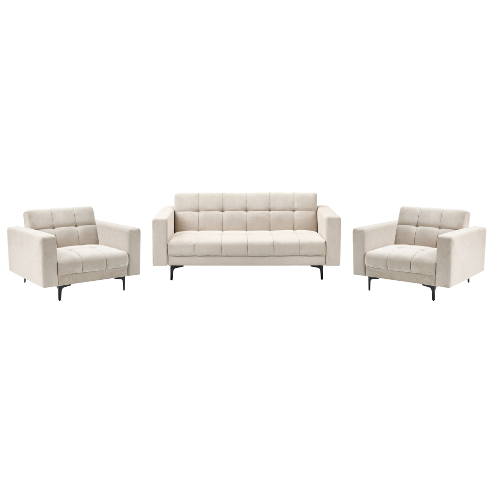 Living Room Set 5 Seater ALNES Fabric Beige