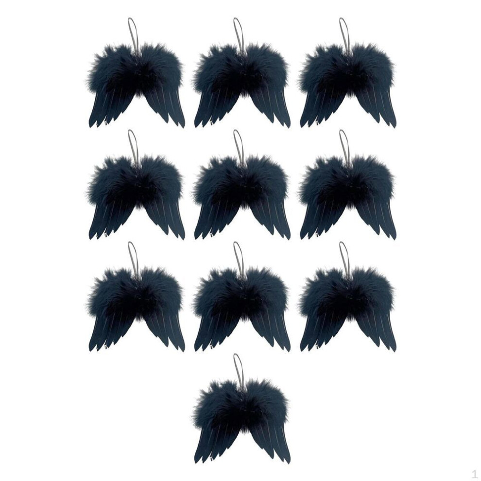 (black) 10 Pieces Feather Angel Wings Hanging Ornament Costume Christmas Tree Decor for Wedding Stage