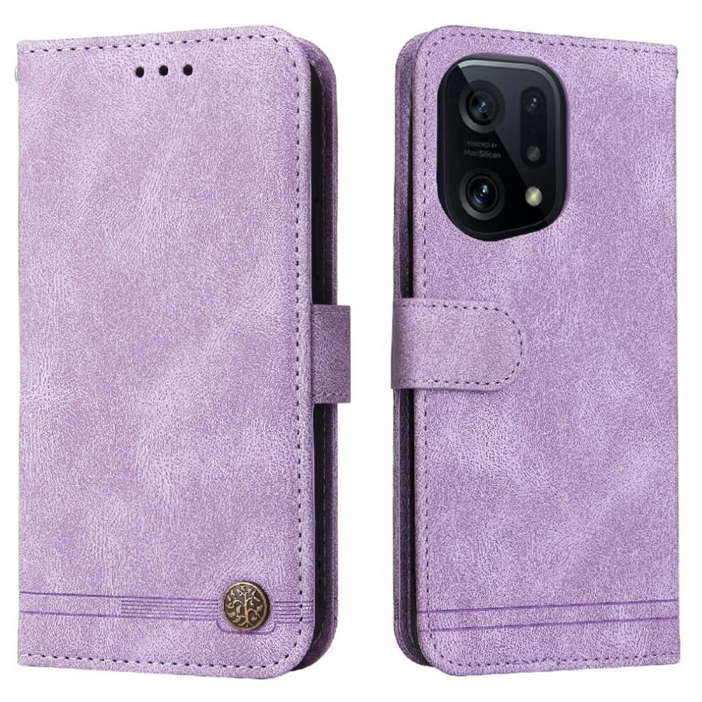(Purple) Flip Case For Oppo Find X5 Wallet Card Slot Holders Shockproof Short Strap Long Strap Purple 764563514892