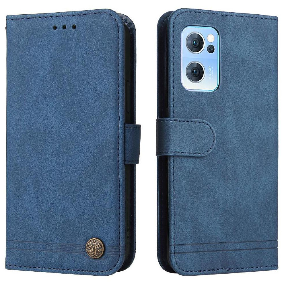 (Blue) Flip Case For Oppo Find X5 Lite Long Strap Short Strap Card Slot Holders Wallet Shockproof Blue 764563514977