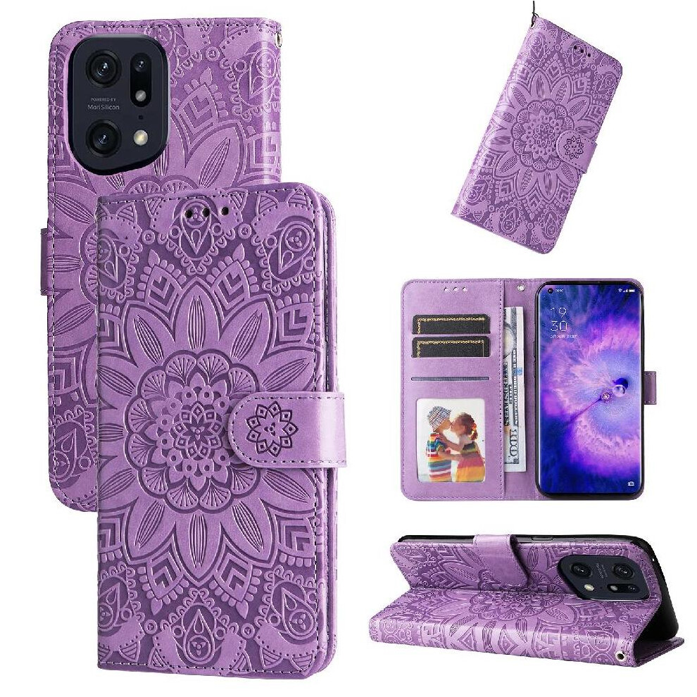 (Purple) Case For Oppo Find X5 Protective Cover Flip Card Slots Leather Purple 764563515394