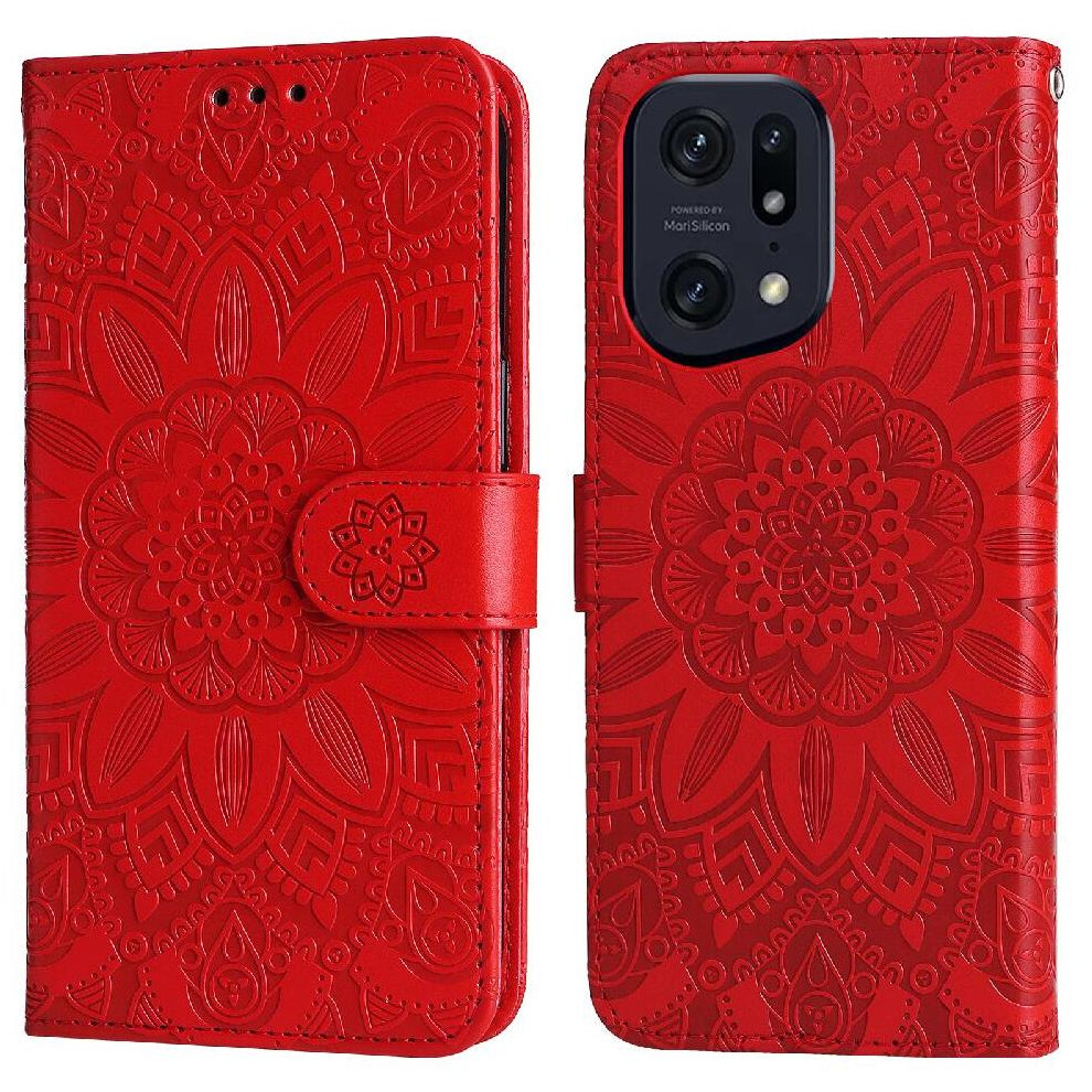 (Red) Case For Oppo Find X5 Protective Cover Flip Card Slots Leather Red 764563515370