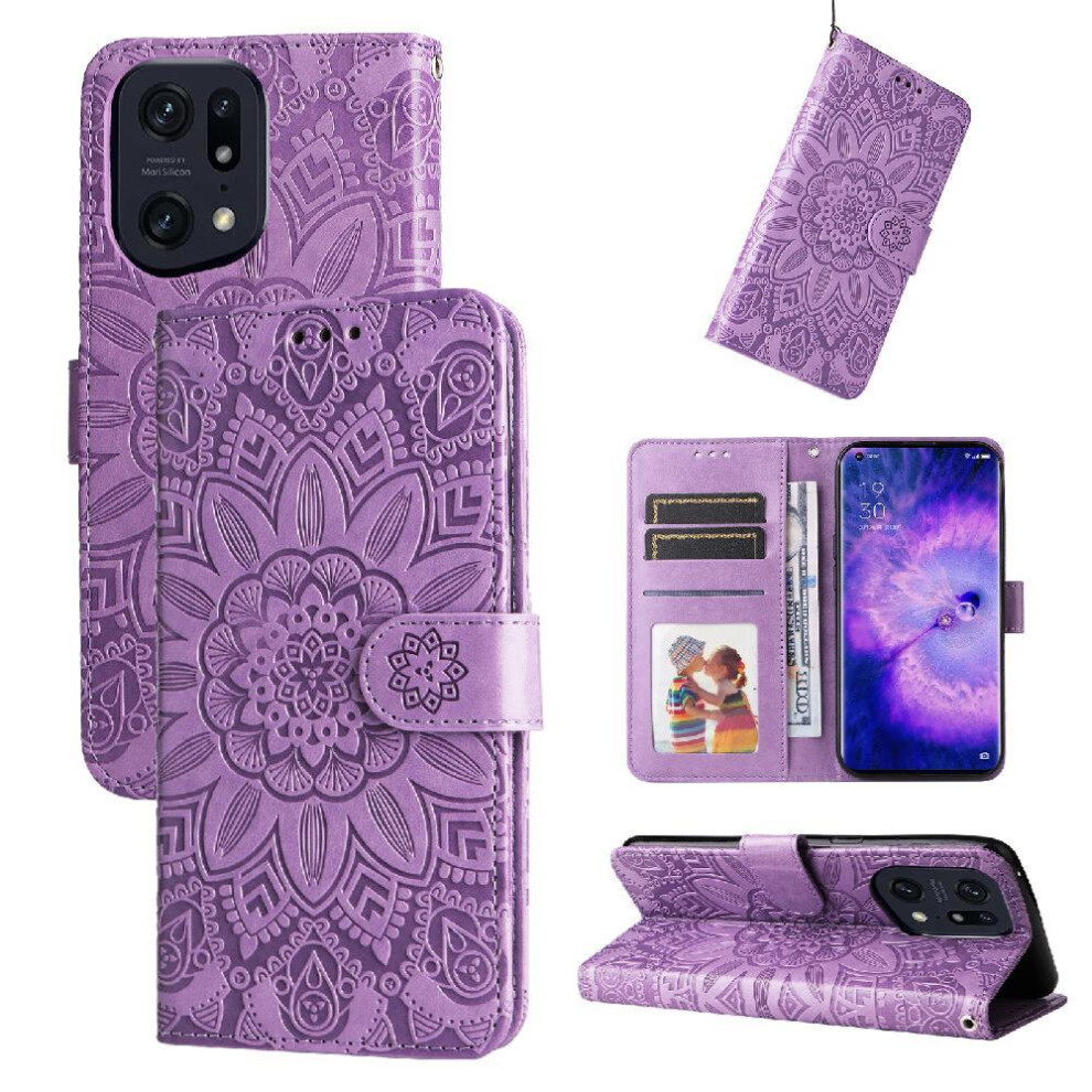 (Purple) Case For Oppo Find X5 Pro Protective Cover Flip Leather Card Slots Purple 764563515448