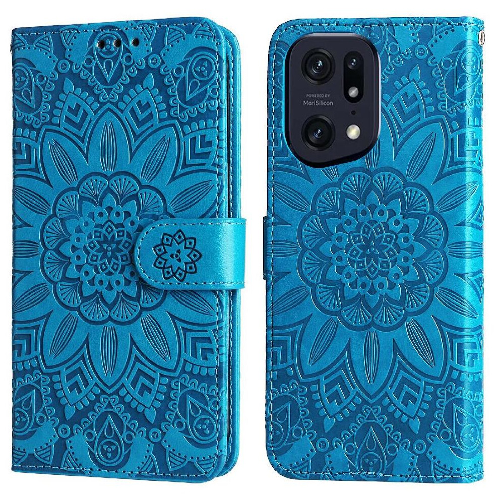 (Blue) Case For Oppo Find X5 Pro Protective Cover Flip Leather Card Slots Blue 764563515431