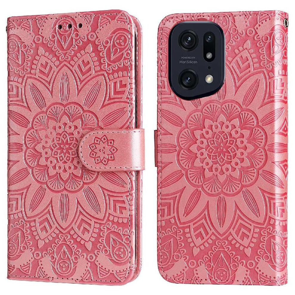(Pink) Case For Oppo Find X5 Pro Protective Cover Flip Leather Card Slots Pink 764563515462