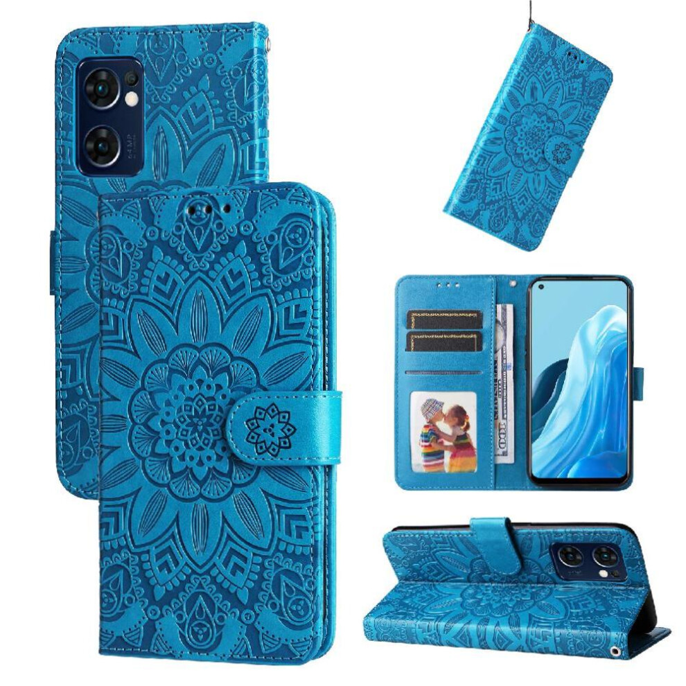 (Blue) Case For Oppo Find X5 Lite Leather Flip Card Slots Protective Cover Blue 764563515486
