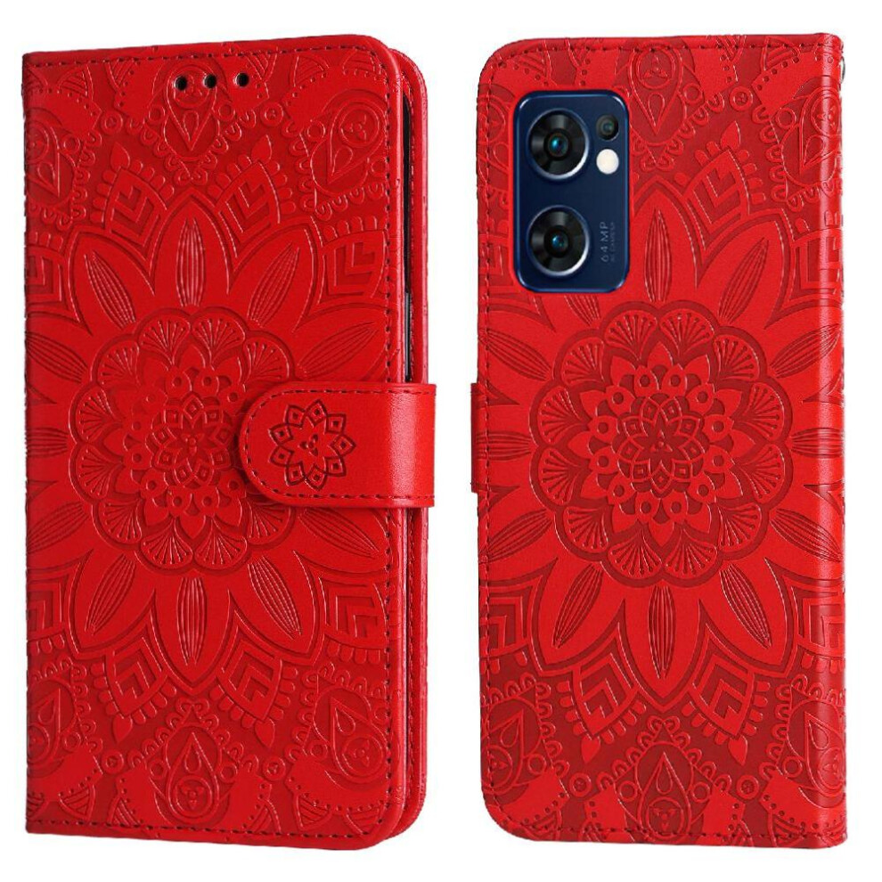 (Red) Case For Oppo Find X5 Lite Leather Flip Card Slots Protective Cover Red 764563515479