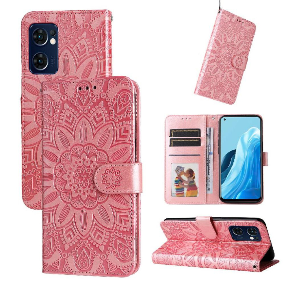(Pink) Case For Oppo Find X5 Lite Leather Flip Card Slots Protective Cover Pink 764563515516