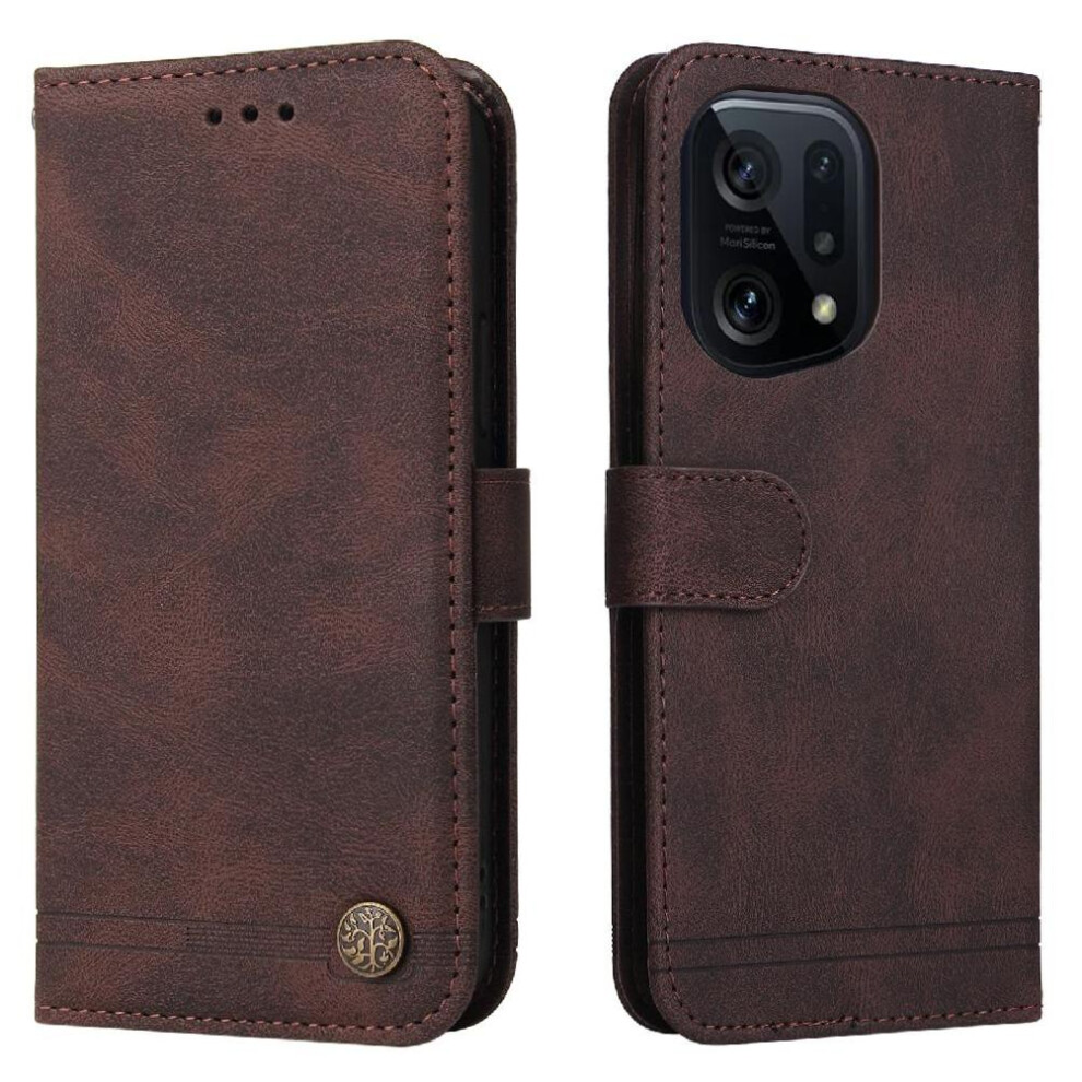 (Brown) Case For Oppo Find X5 Protective Cover Leather Card Slot Holders Brown 764563515592