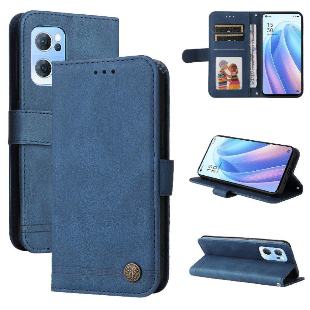 (Blue) Case For Oppo Find X5 Lite Card Slot Holders Protective Cover Leather Blue 764563515660