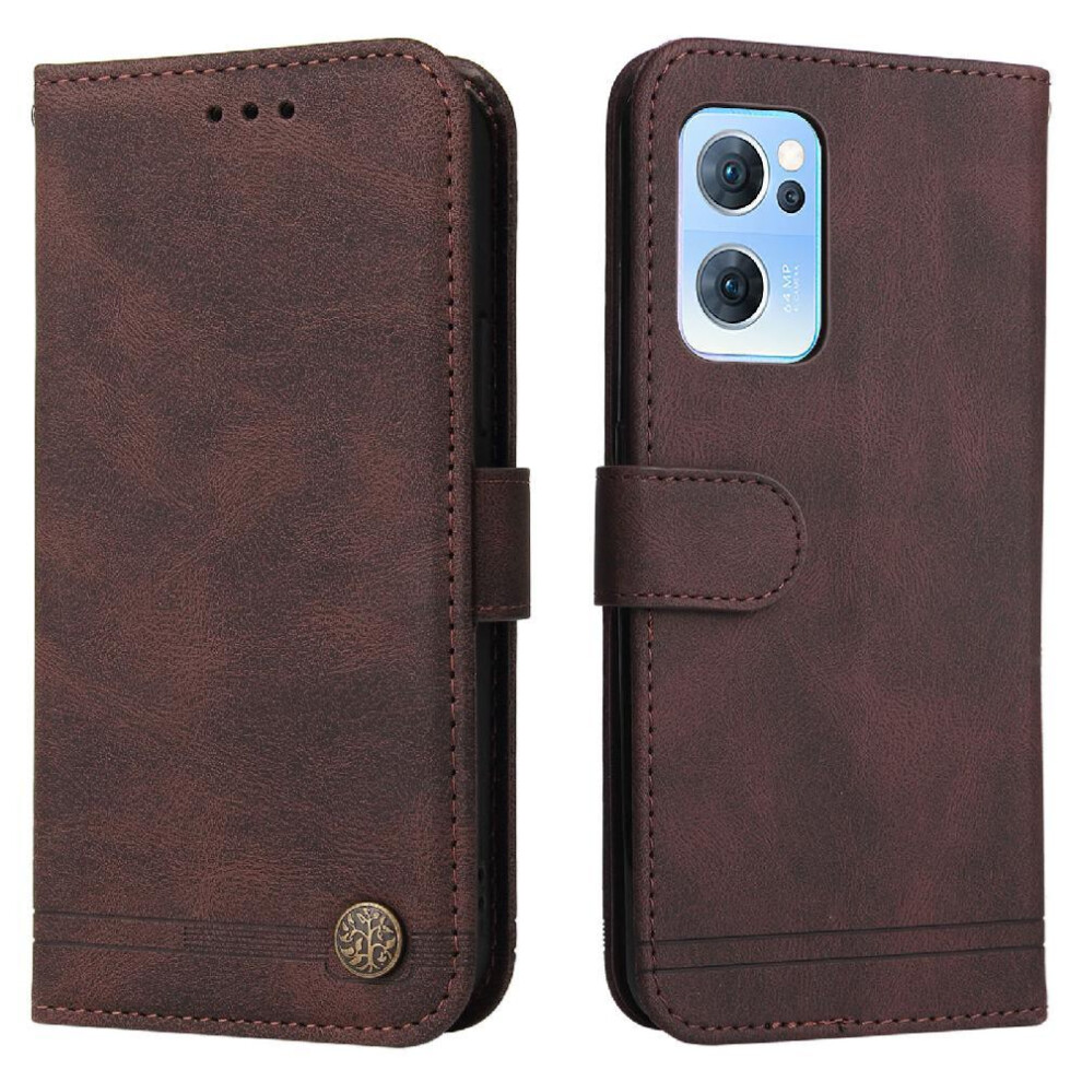 (Brown) Case For Oppo Find X5 Lite Card Slot Holders Protective Cover Leather Brown 764563515646