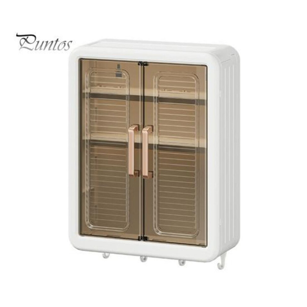 Bathroom Wall Cabinet With 2 Doors Large Capacity Multi-layer Design Easy To Install Wall-mounted Toilet Storage Cabinet With Hooks