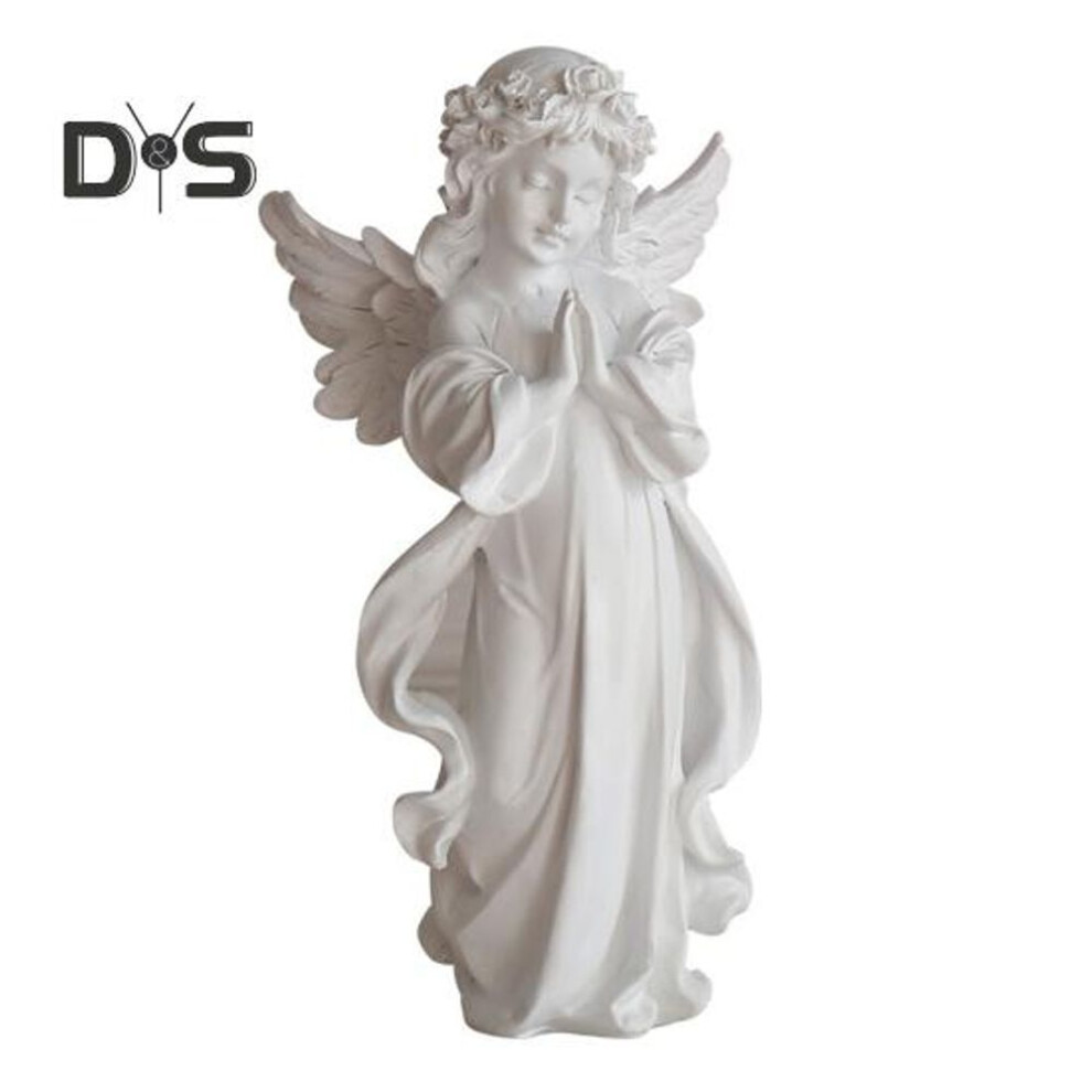 (as the picture, L) Prayer Angel Figurine Rein Guardian Angel Statue White Winged Fairy Girl Sculpture Home Office Bookshelf Desktop Decoration Ornament