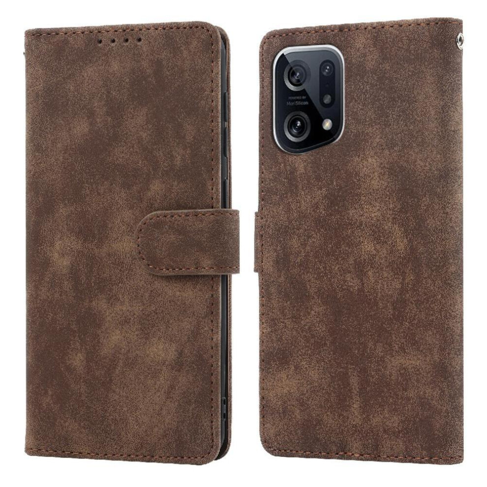(Brown) Flip Case For Oppo Find X5 Pro Wallet Flip Shockproof Premium Brown 764563516643
