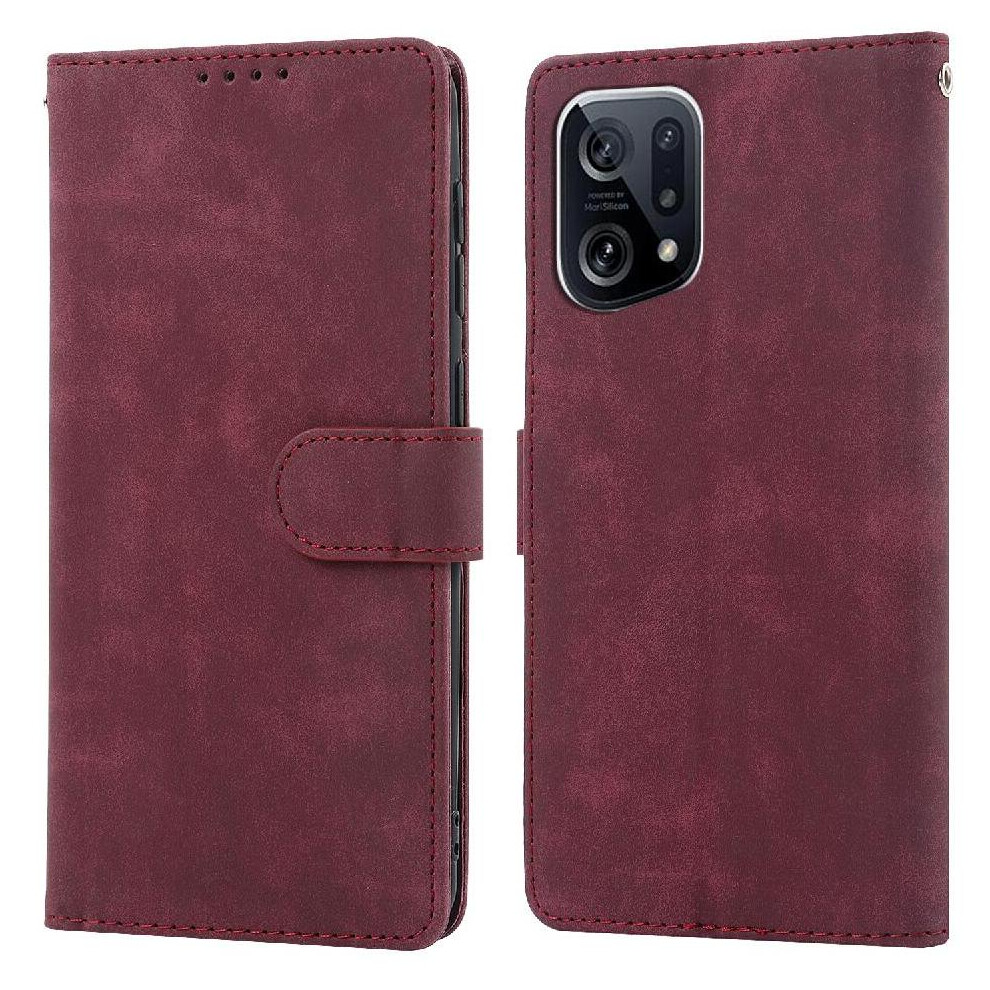 (Red) Flip Case For Oppo Find X5 Pro Wallet Flip Shockproof Premium Red 764563516612