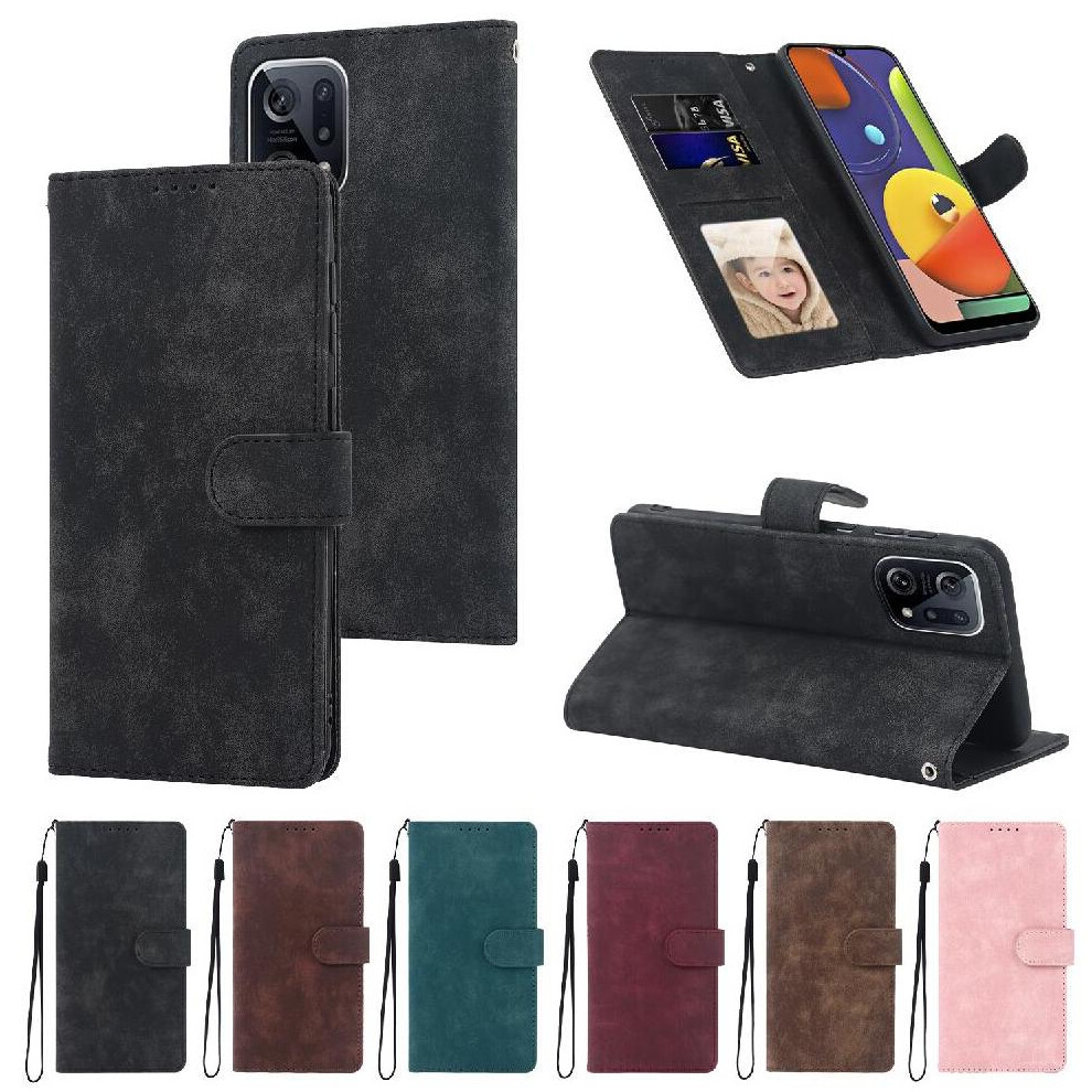(Black) Flip Case For Oppo Find X5 Pro Wallet Flip Shockproof Premium Black 764563516599