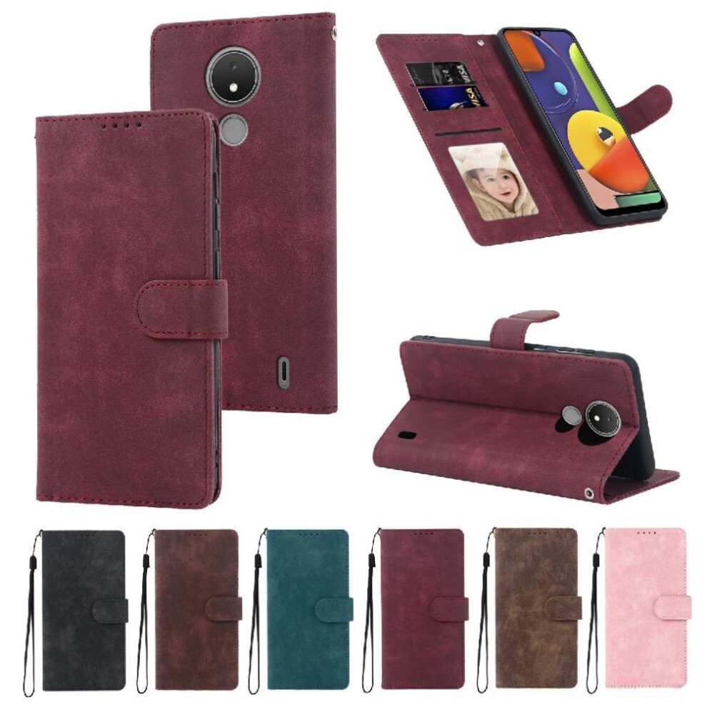 (Red) Flip Case For Nokia C21 Wallet Flip Premium Shockproof Red 764563516735