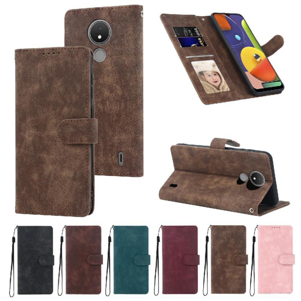 (Brown) Flip Case For Nokia C21 Wallet Flip Premium Shockproof Brown 764563516766