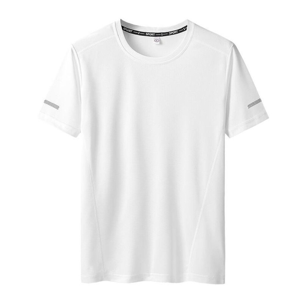 (white, XXXXL) Summer Men's T-shirt Big Size Quick Drying T-shirt for Men Round Neck Plus Size Short Sleeve Oversized T Shirt