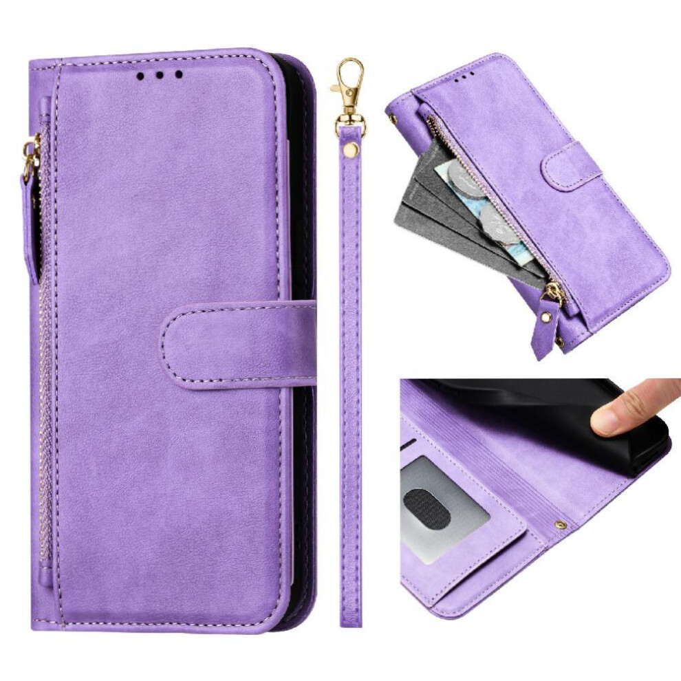 (Purple) Flip Case For Oppo Find X5 Pu Leather Magnetic Card Holder Zipper Purple 764563517275