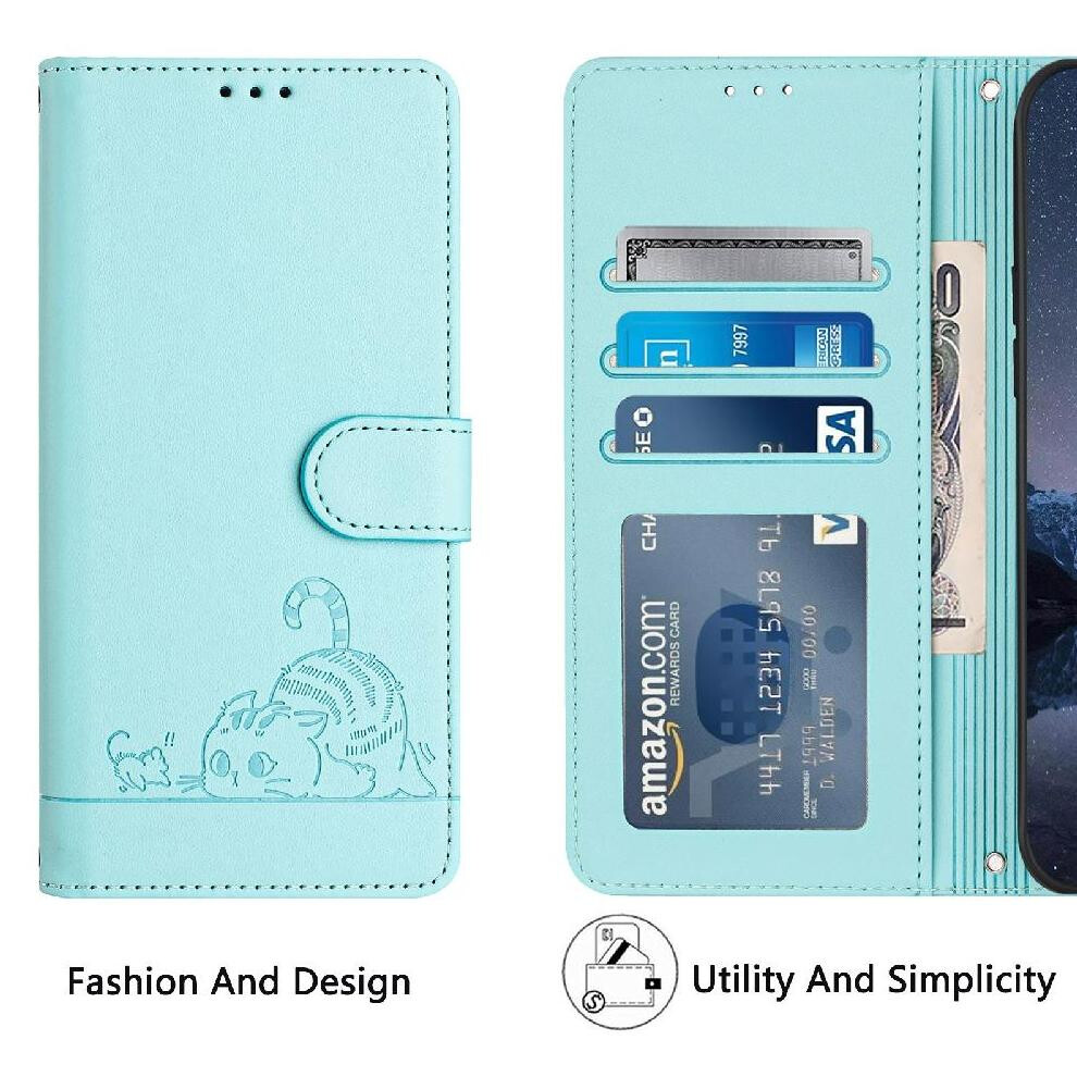 (Green) Case For Oppo Find X5 Pro Wallet Flip Cover Cat Rfid Card Slot Holder Kickstand Green 764563518180