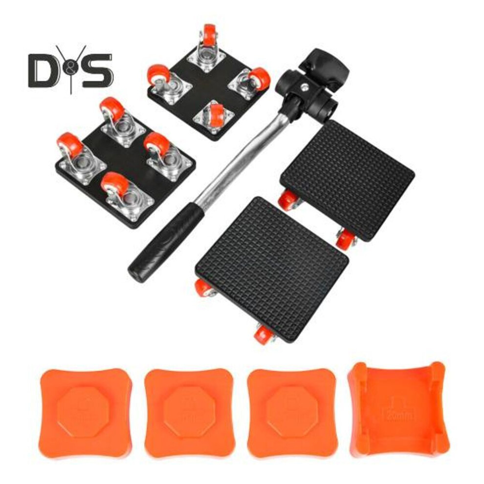 1 Set Furniture Lifter Mover Tool With Crowbar Heightening Block Heavy Duty Furniture Mover With Wheels Appliance Roller Furniture Moving Dolly