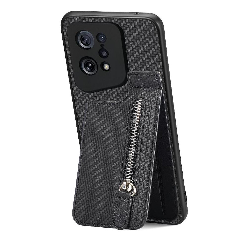 (Black) Case For Oppo Find X5 Stand Crad Slot Wallet Magnetic Car Mount Zipper Black 764563518296