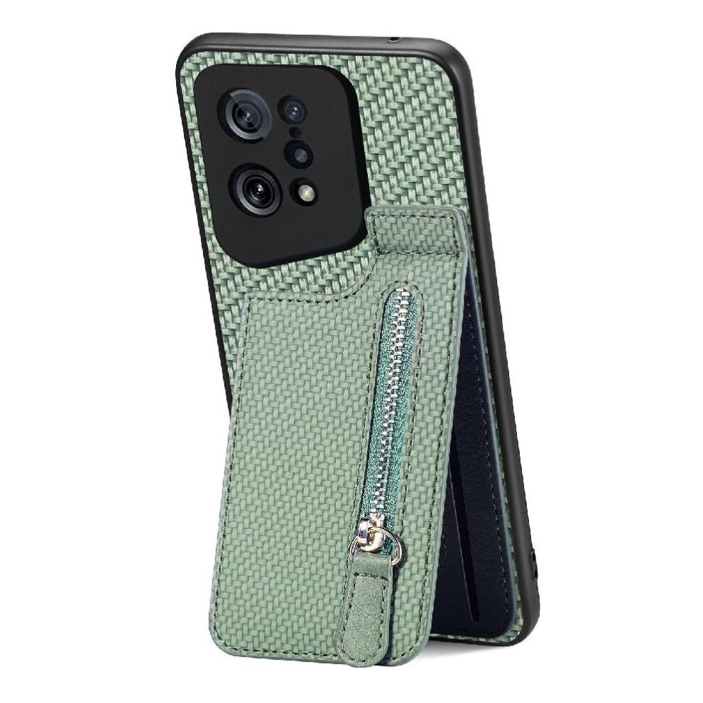 (Green) Case For Oppo Find X5 Stand Crad Slot Wallet Magnetic Car Mount Zipper Green 764563518319