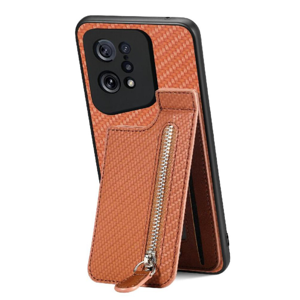 (Brown) Case For Oppo Find X5 Stand Crad Slot Wallet Magnetic Car Mount Zipper Brown 764563518333
