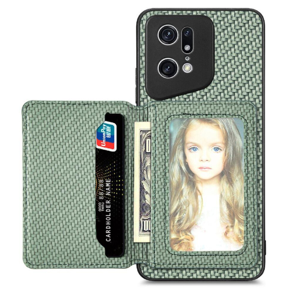 (Green) Case For Oppo Find X5 Pro Stand Function Complete Camera Safety Rfid Blocking Magnetic Card Holder Green 764563518357