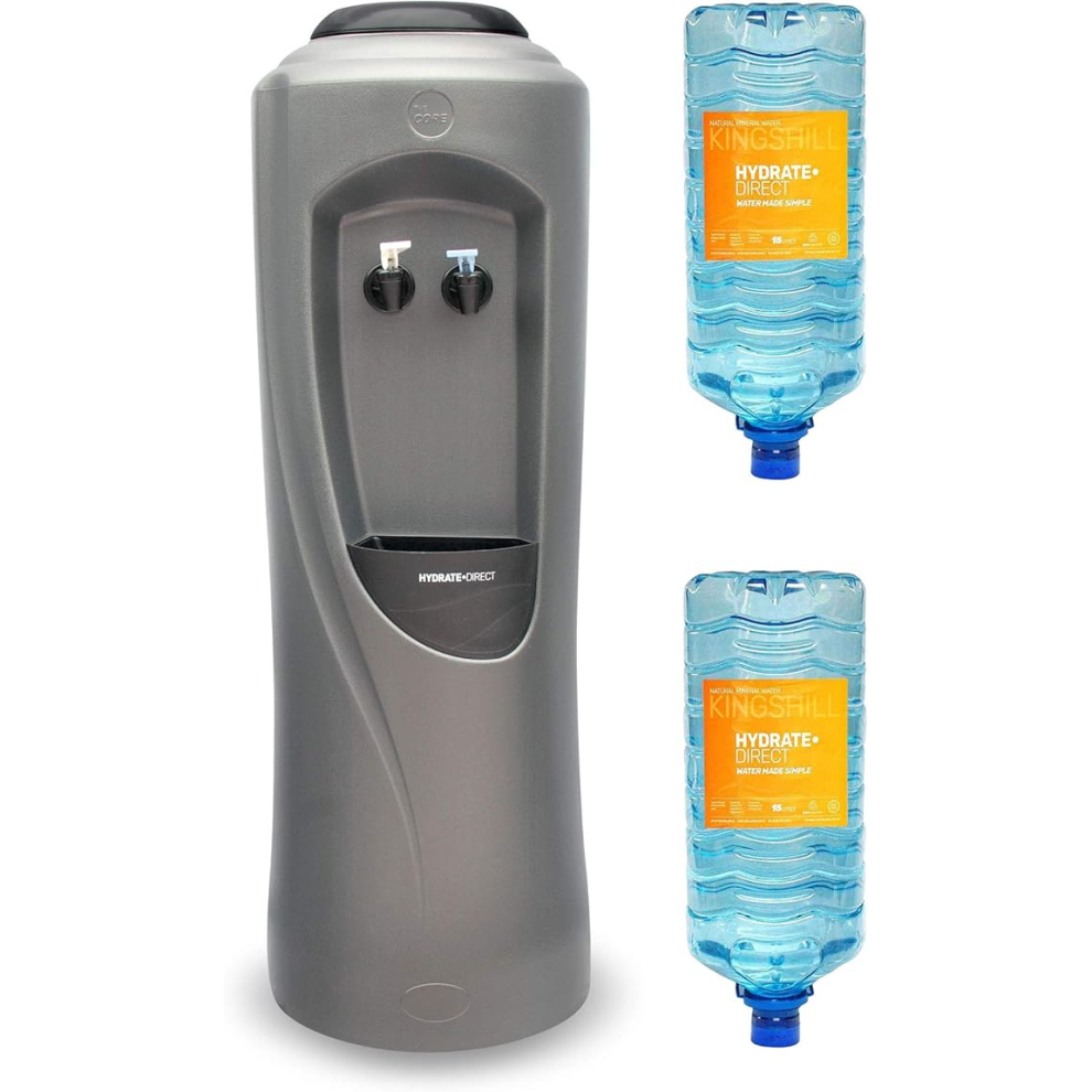 Hydrate Direct Water Cooler + 2x15L Bottles, Cold & Ambient, Grey