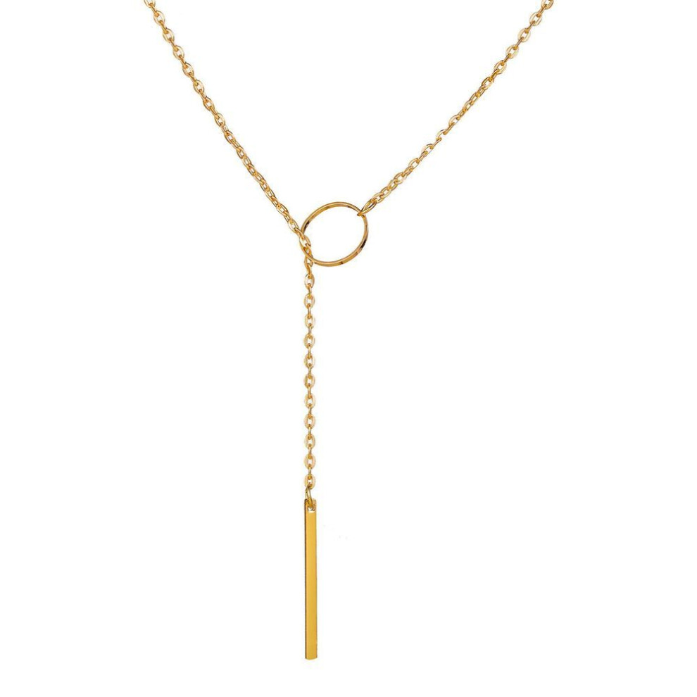 (as the picture, null) Korean Punk Metal Ring Clavicle Chain Necklace For Women