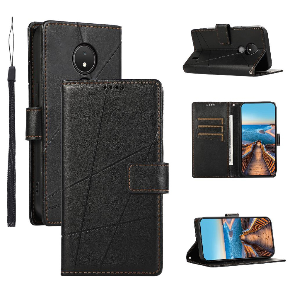 (Black) Flip Case For Nokia C21 Three Card Slots Shockproof Kickstand Shock Absorbing Black 764563519446
