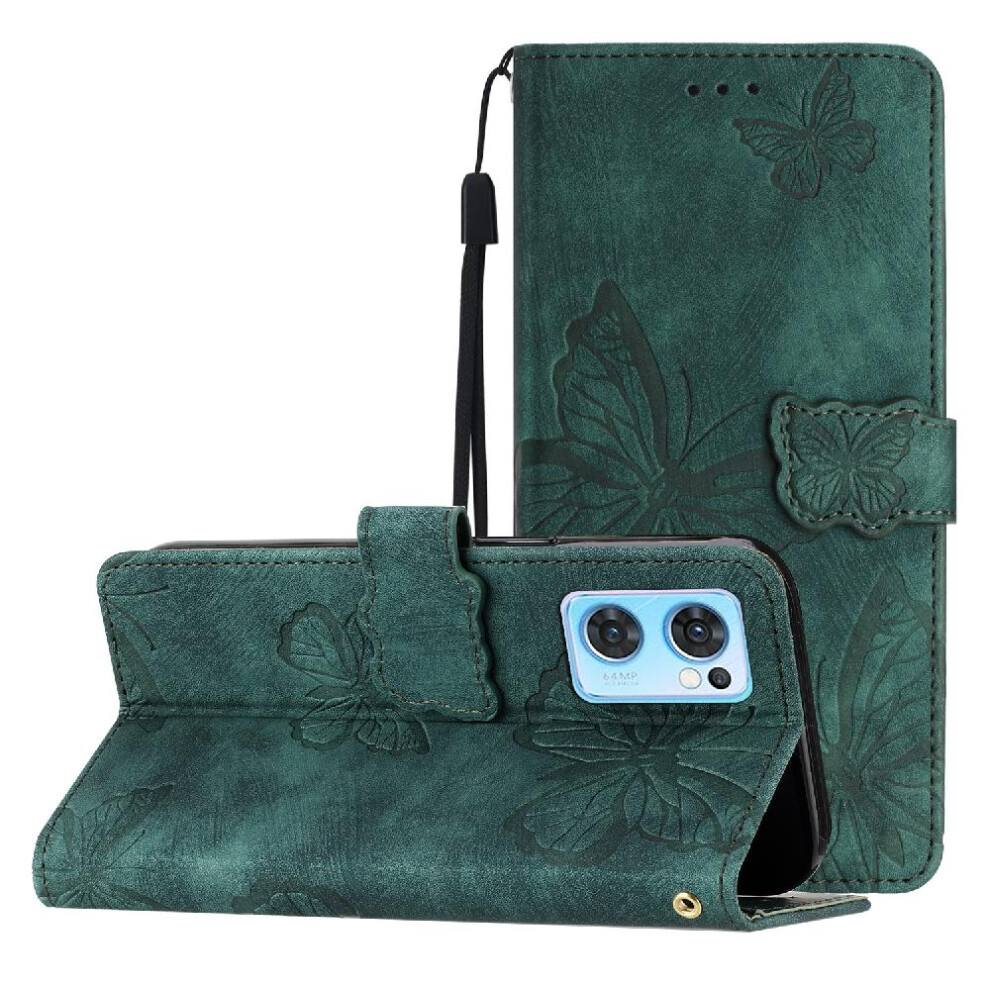 (Green) Flip Case For Oppo Find X5 Lite Wallet Card Slots Holder Magnetic Closure Butterfly Pu Leather Green 764563519583