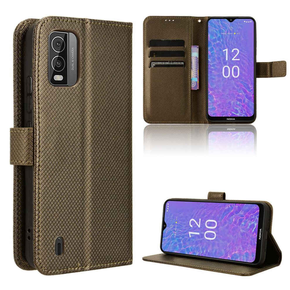 Photos - Case For Nokia C210 Magnetic Wallet Card Holder Cover Kickstand(Brown)