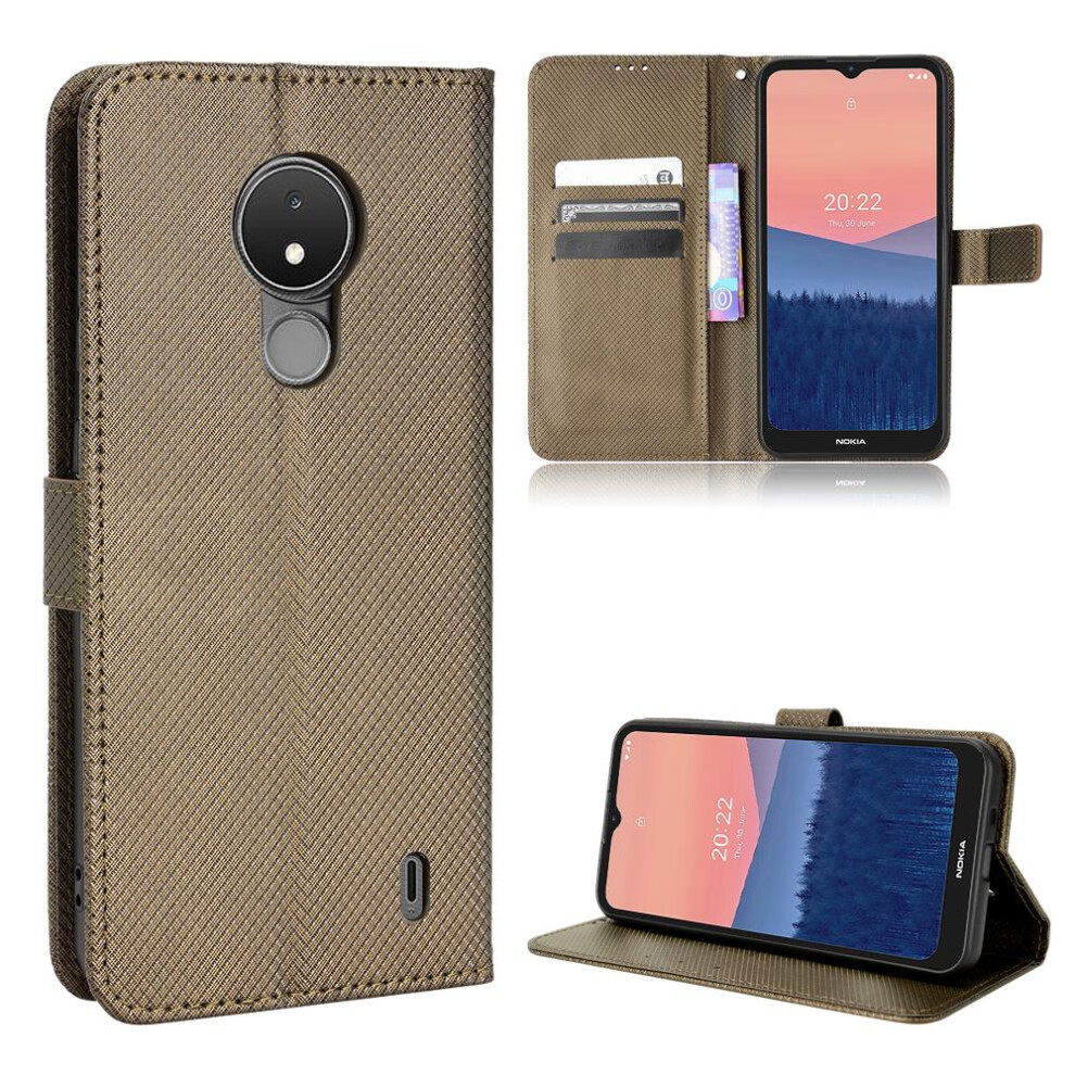 (Brown) Case For Nokia C21 Cover Magnetic Wallet Kickstand Card Holder Brown 764563520015