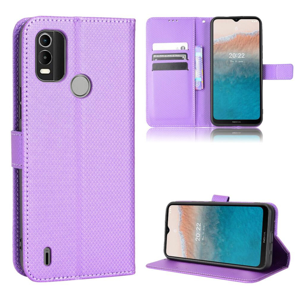 (Purple) Case For Nokia C21 Plus Kickstand Magnetic Wallet Cover Card Holder Purple 764563520084