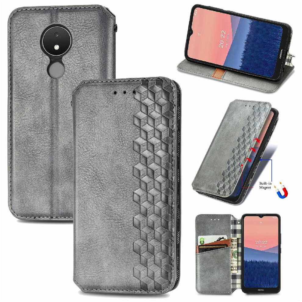 ( ) Case For Nokia C21 Leather Case Fashion Design Exquisite Business Wallet Function Flip Cover Gray 764563520237