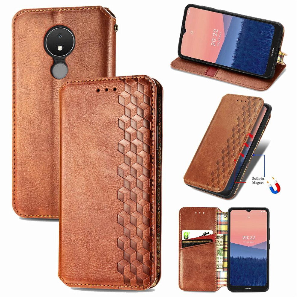 (Brown) Case For Nokia C21 Leather Case Fashion Design Exquisite Business Wallet Function Flip Cover Brown 764563520220