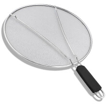 (As show, One size) Splatter Screen compatible with Frying Pan, Stainless Steel Oil Grease Splatter Guard with Resting Feet & Tight