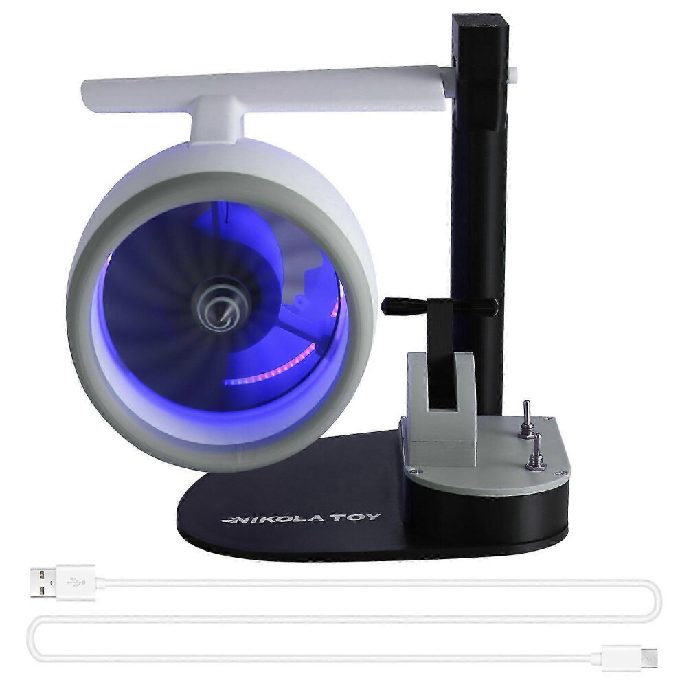 (As show, One size) USB Jet Fan Desktop Turbofan Engine Fan 3D Printed Turbo Jet Ventilator with Atomization Device Blue Light-image-OPC-PH9FDWT-NEW