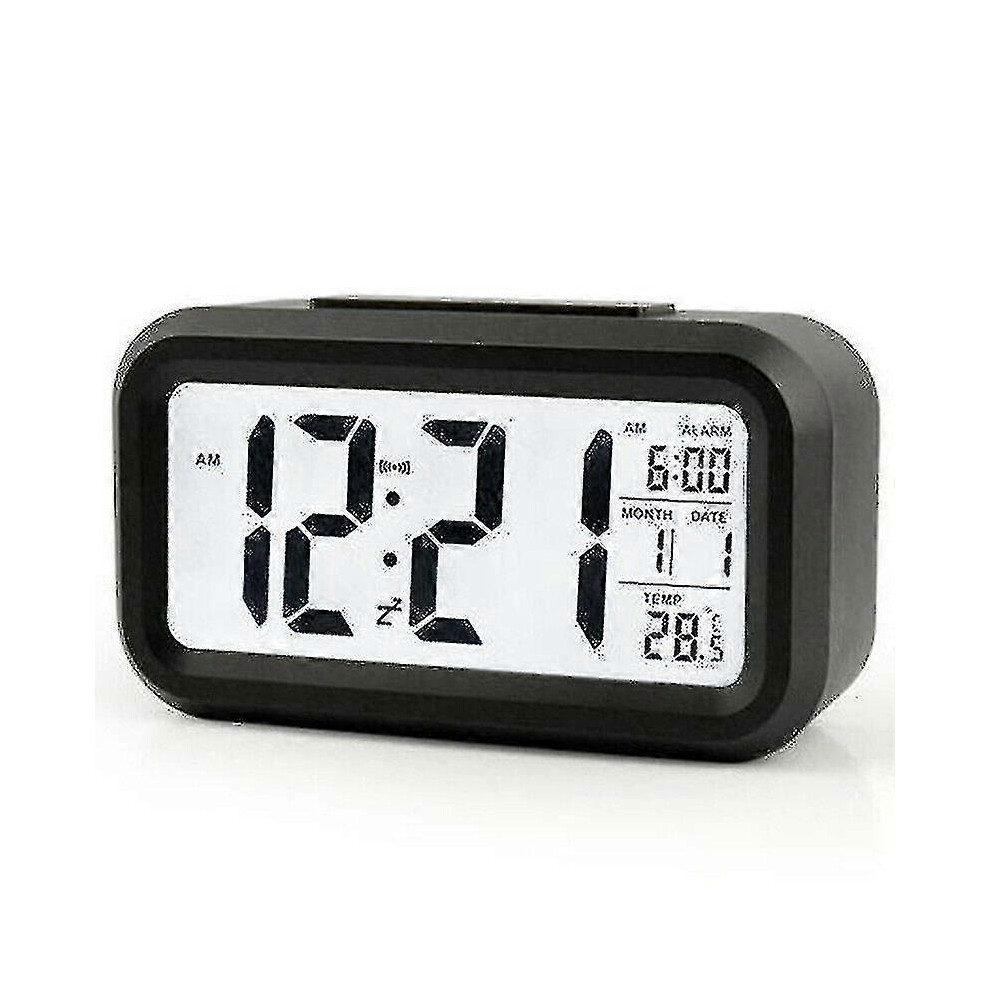 (As Show, One Size) (Black) Kids Battery Operated Digital Deck Alarm Clock Scd Display Backlight Calendar S Black Kikidex