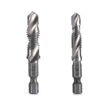 (As show, One size) 2Pcs M8+M10 High-Speed Steel 4341 Titanium Plated Composite Tap Drill and Tap Integrated Machine Tap Open Chamfer Tool
